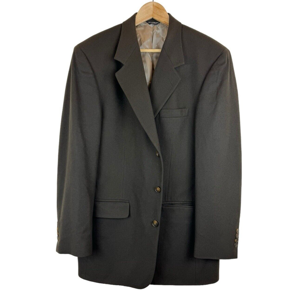 Bill Blass Black Label 100% Cashmere Men's Size 42L Blazer 3 Button Jacket Olive
